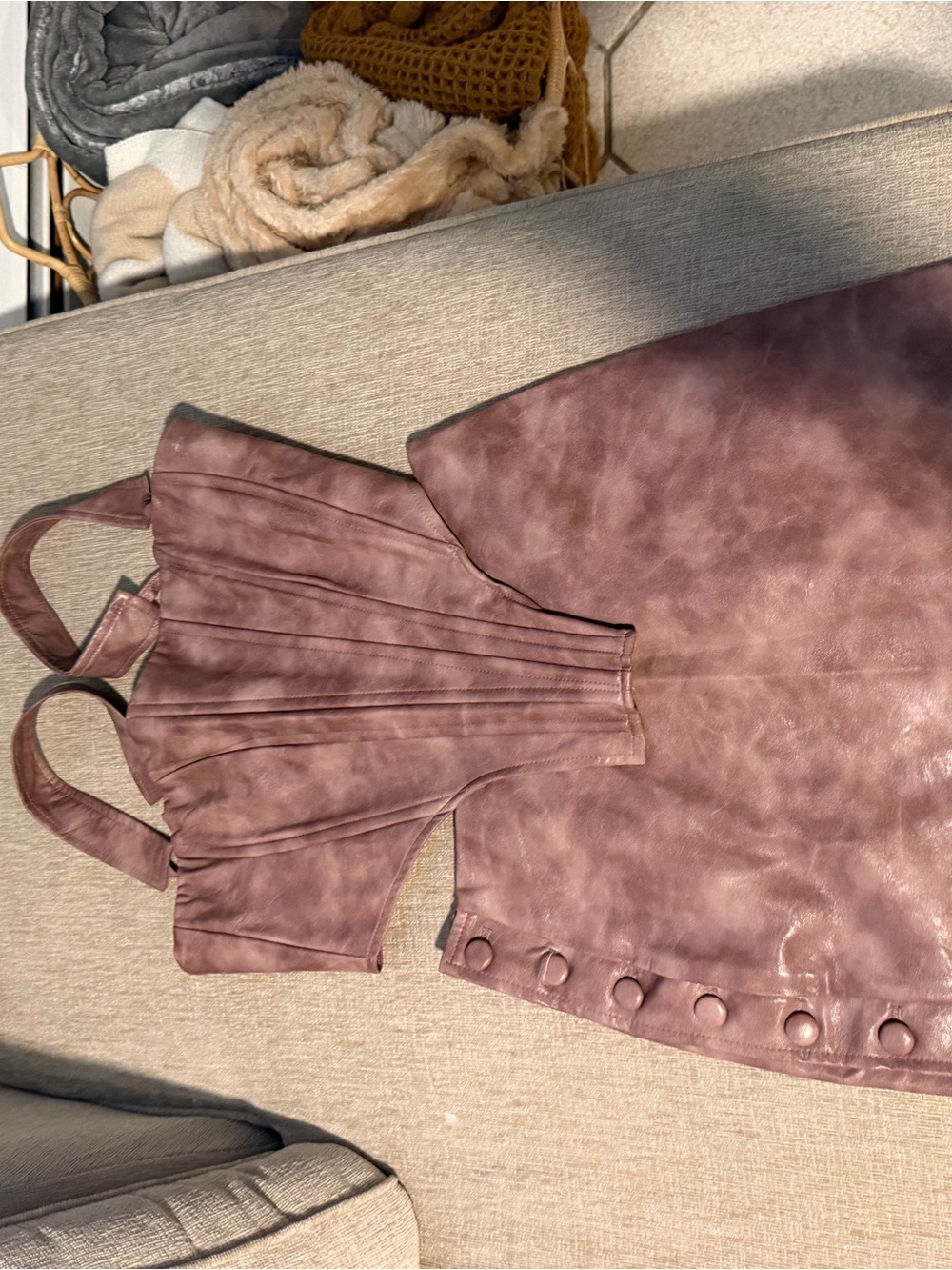 PrettyLittleThing Mauve Faux-Leather Mini Skirt Set